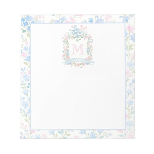 Elegant Floral Monogram Notepad (Front)