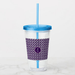 Elegant Floral Monogram Personalised Gift Design Acrylic Tumbler