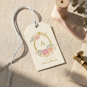 Elegant Floral Monogram Personalized Gift From Tags