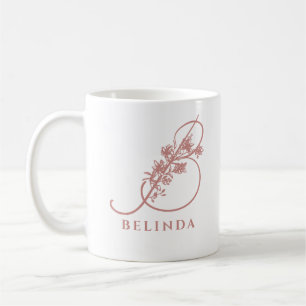 Elegant Floral Monogram Pink Bridal Mug