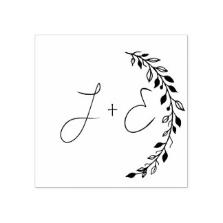 Elegant Floral Monogram Rubber Stamp