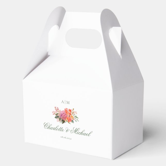 Elegant Floral Monogram Script Wedding Favour Box (Front)