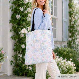 Elegant Floral Monogram Tote Bag