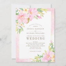 Elegant Floral Monogram Watercolor Pink Wedding