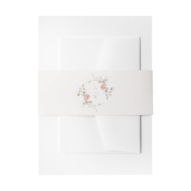 Elegant Floral Monogram Wedding Belly Band Invitation Belly Band (Front Example)