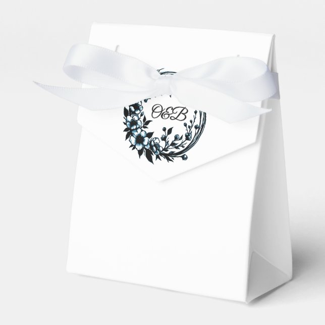 Elegant Floral Monogram Wedding Favour Box (Front Side)