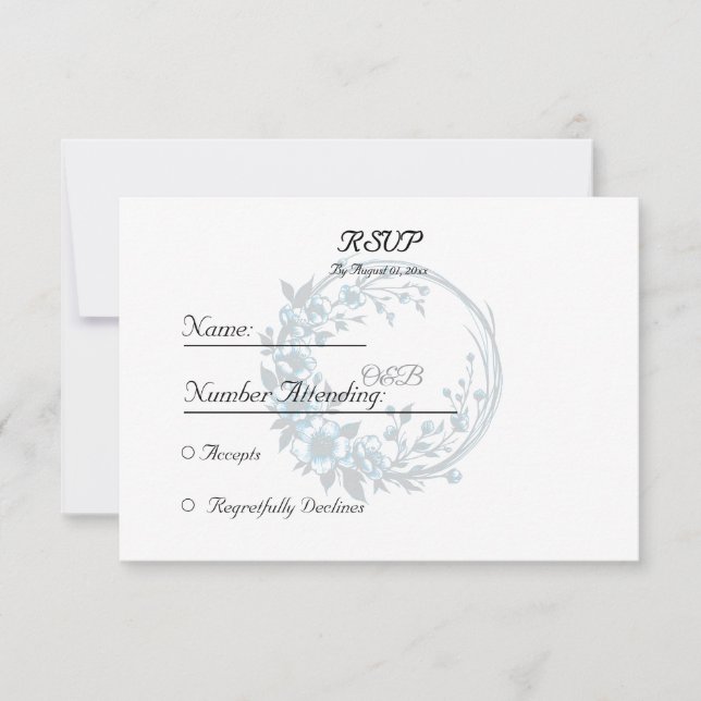 Elegant Floral Monogram Wedding Response Card (Front)
