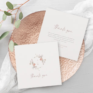 Elegant Floral Monogram Wedding Thank You Card