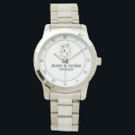 Elegant Floral Monogram Wedding Watch<br><div class="desc">Couple Names Floral Monogram Watch – A beautifully designed personalized watch that blends bohemian charm with timeless elegance. Featuring delicate floral accents and a stylish monogram, this watch is perfect for couples celebrating love, weddings, anniversaries, or engagements. Customize it with your names, initials, and a special date to create a...</div>