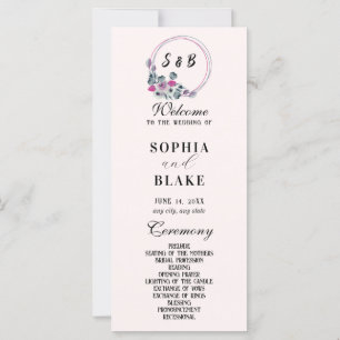 Elegant Floral Monogrammed Cream Wedding Program