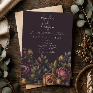Elegant Floral Moody Dark Wedding Invitation