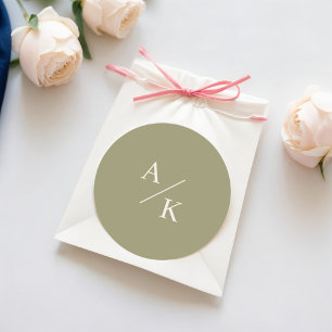 Elegant Floral Moss Green Classic Round Sticker