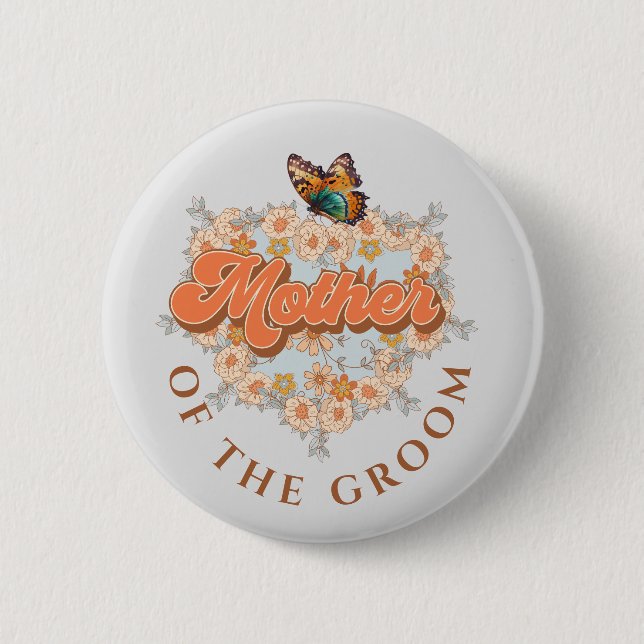 Elegant Floral Mother of the Bride Bridal Shower 6 Cm Round Badge (Front)
