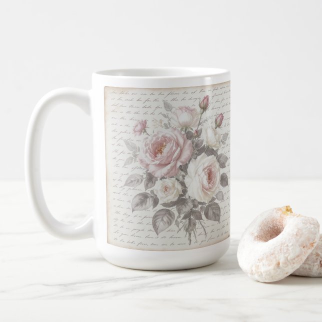 	Elegant Floral Mother’s Day Morning  Coffee Mug (With Donut)