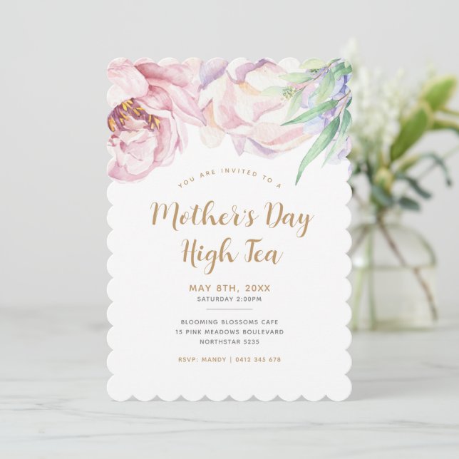 Elegant Floral Mother's Day Invitation  (Standing Front)
