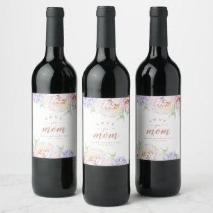 Elegant Floral Mother's Day Personalised Wine Label