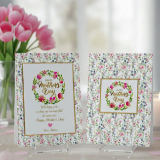 Elegant Floral Mother's Day With Pink Rose Holiday Card