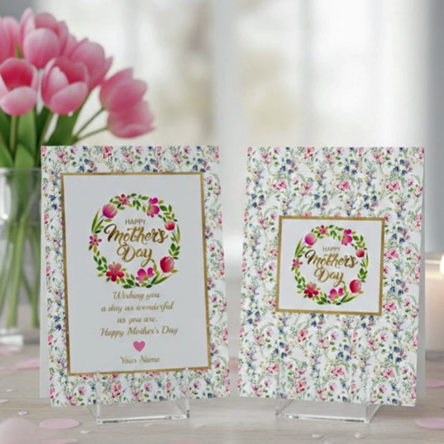 Elegant Floral Mother's Day With Pink Rose Holiday Card (Creator Uploaded)