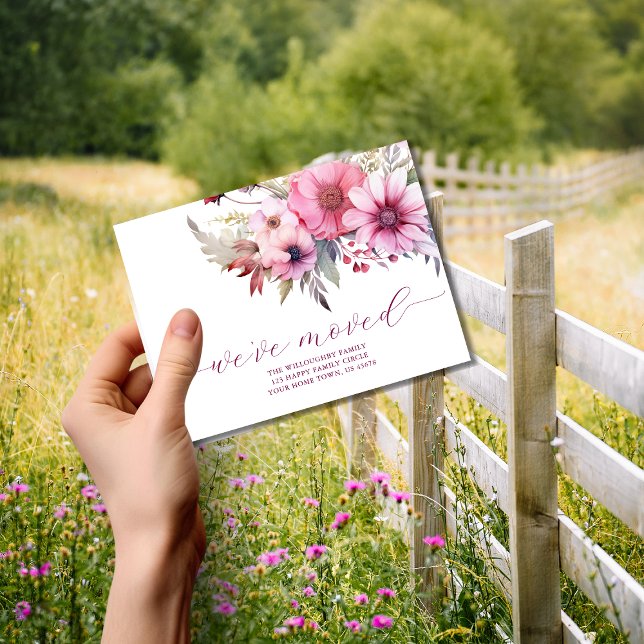 Elegant Floral Moving Announcement Postcard (Creator Uploaded)