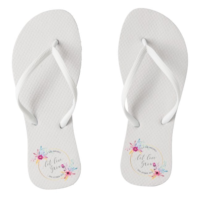 Elegant Floral Mr & Mrs Wedding | Flip Flops (Footbed)