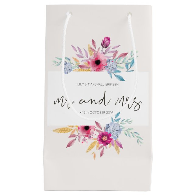 Elegant Floral Mr & Mrs Wedding | Gift Bag (Front)