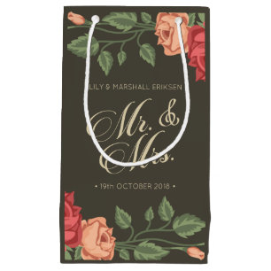 Elegant Floral Mr & Mrs Wedding Gift Bag