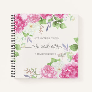 Elegant Floral Mr & Mrs Wedding Guestbook Notebook