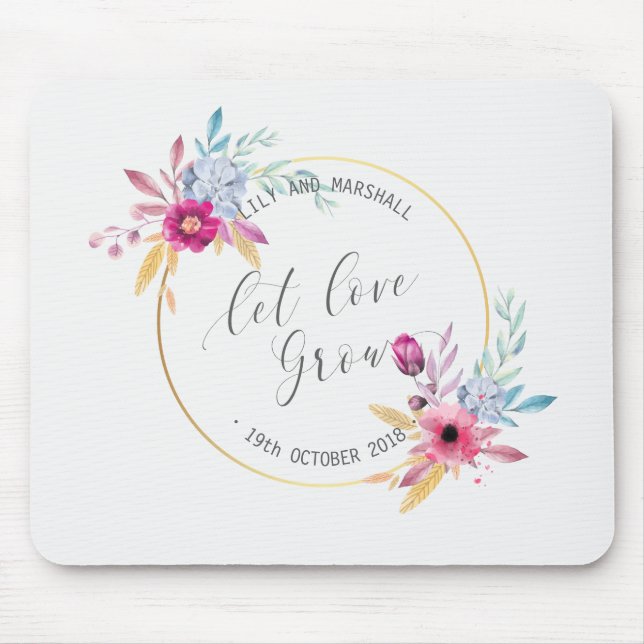 Elegant Floral Mr & Mrs Wedding | Mousepad (Front)