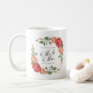 Elegant Floral Mr & Mrs Wedding   Mug