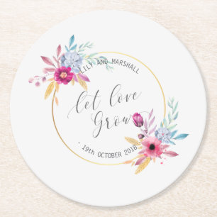 Elegant Floral Mr & Mrs Wedding   Paper Coaster