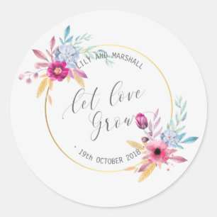 Elegant Floral Mr & Mrs Wedding   Sticker Seal