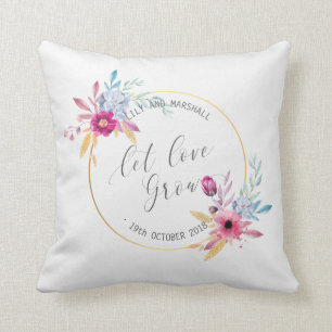 Elegant Floral Mr & Mrs Wedding   Throw Pillow