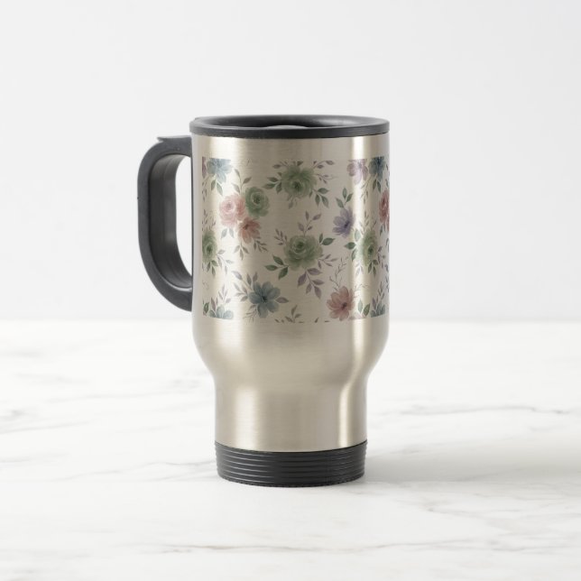 Elegant Floral Mug Wrap – Optional Personalization (Front Left)