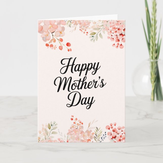 Elegant floral Mum Happy Mothers Day Card (Front)