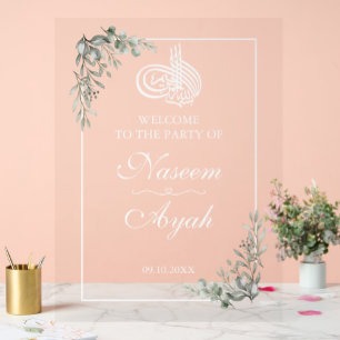 Elegant Floral Muslim Islamic Arabic Party  Acrylic Sign