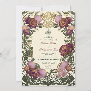 Elegant Floral Muslim Islamic Wedding Invitation