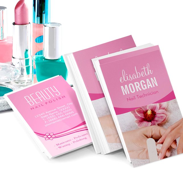 Elegant Floral Nail Salon Manicure SPA Business Card (Creator Uploaded)