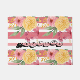 Elegant Floral & Name Bridal Shower Doormat