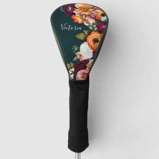 Elegant Floral Name Script Customised Golf Head Cover