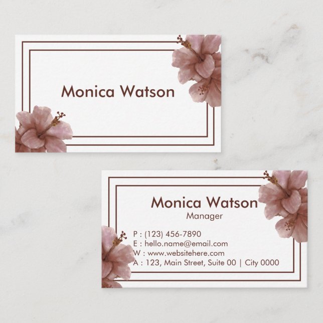 Elegant Floral Natural Modern Soft Blush Pink Cute Business Card (Front/Back)