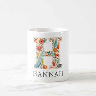 Elegant Floral Nature Letter H Personalized Name Coffee Mug