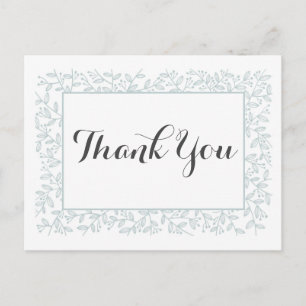 Elegant Floral Navy Blue Thank you Postcard