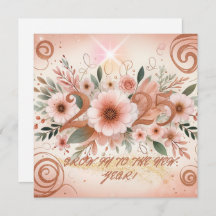Elegant Floral New Year 2025 Greeting Card
