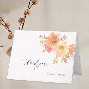 Elegant floral non photo wedding thank you card