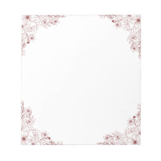 Elegant Floral Notepad -  5.5” x 6”