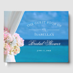Elegant Floral Ocean Beach Summer Bridal Shower Guest Book