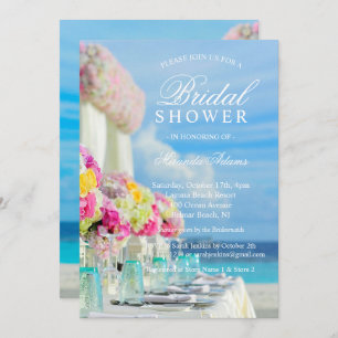 Elegant Floral Ocean Beach Summer Bridal Shower Invitation