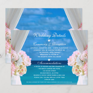 Elegant Floral Ocean Beach Summer Wedding Details Invitation