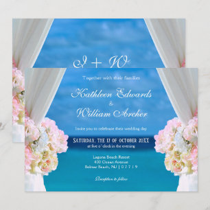 Elegant Floral Ocean Beach Summer Wedding Gate Invitation