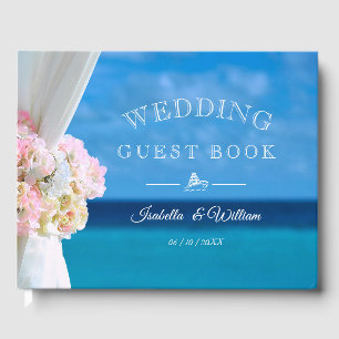 Elegant Floral Ocean Beach Summer Wedding Guest Book